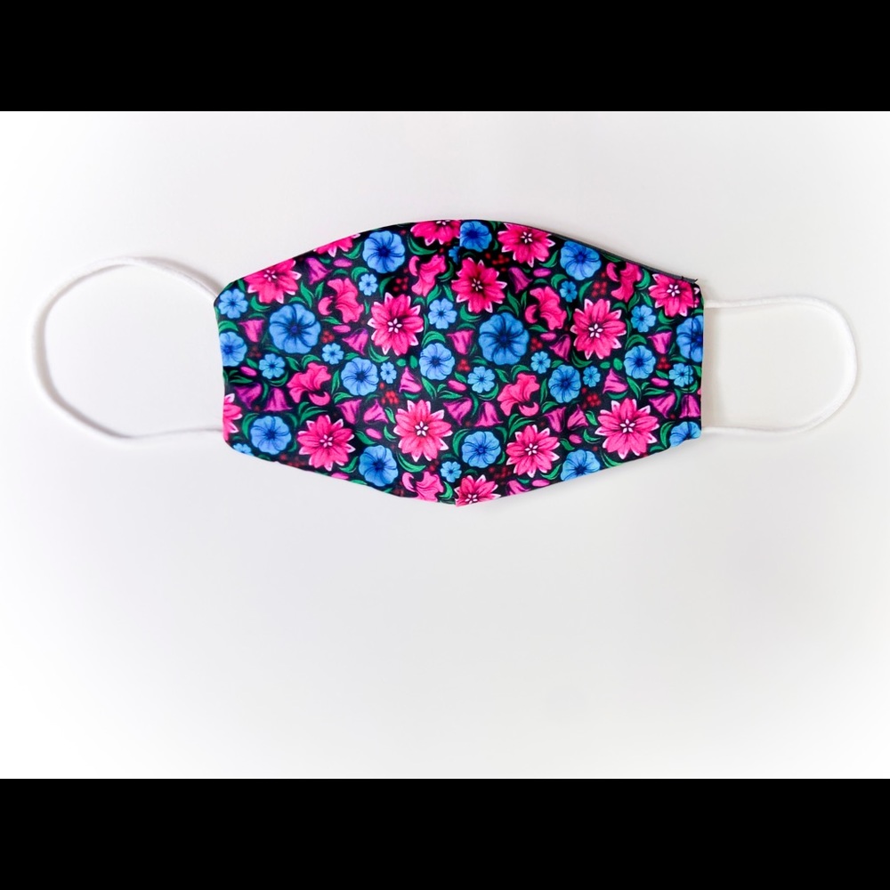 Blue and Pink Flowers Face Mask